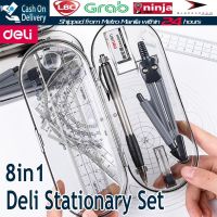 [Hagoya Stationery Stor] 【จัดส่งรวดเร็ว】ชุดไม้บรรทัด Deli ชุดไม้บรรทัดสามเหลี่ยมวัดการวาดภาพการทดสอบการสอน