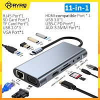 RYRA 11-In-1 Multifunction Hub Type-C USB HDMI-Compatible Adapter Converter 4K HD Notebook Docking Station VGA PD RJ45 Tfsd