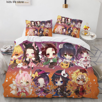 Hot Demon Slayer Boy Bedding Set Cartoon Anime Cartoon Printed Duvet Cover Pillowcases Kids Fashion Comforter Bedroom Decor