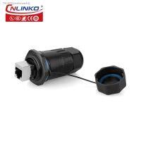 ﺴ♙∋ CNLINKO Industry Waterproof IP67 Ethernet Connector 1/4 Bayonet Connecting RJ45 Adapter 8P8C Aviation Plug Socket Panel Mounted