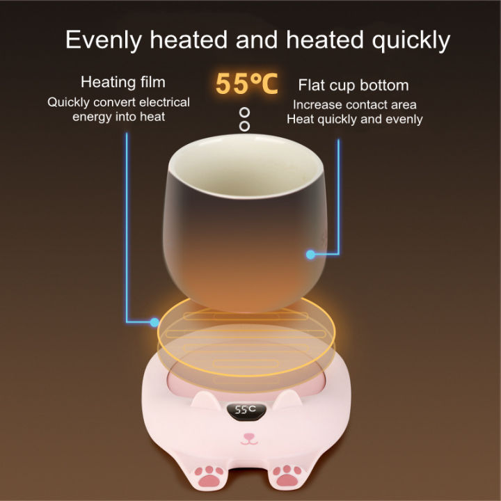 เครื่องทำถ้วยไฟฟ้าแก้วกาแฟถ้วยเสื่อแผ่นอุ่นสำหรับโฮมออฟฟิศนมชาเครื่องทำ-auto-off-ของขวัญกาต้มน้ำไฟฟ้าเครื่องใช้ในบ้าน