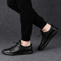 Classic White Sneakers Men Casual Leather Shoes Male Lace-Up Genuine Leather Flats Fashion Korean Simple Footwear Size 47