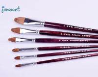 Jowoart 6 ชิ้น/เซ็ต, Horsehair สีม่วงไม้ต้นเบิร์ชอุปกรณ์ศิลปะภาพวาดสีน้ำมันแปรงทาสีสีน้ำพู่กันระบายสีสมุดวาดรูปสำหรับอุปกรณ์