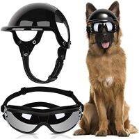 ATUBAN Dog Helmet and Goggles-UV Protection Doggy Sunglasses Dog Glasses Pet Hat Motorcycle Helmets Protection for Puppy Riding Adhesives Tape