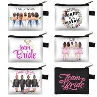 ☸ Team De La Mariee Print Coin Purse EVJF Team Bride Money Bags Earphone Credit Card Holder Bachelorette Wedding Mini Wallet Gift