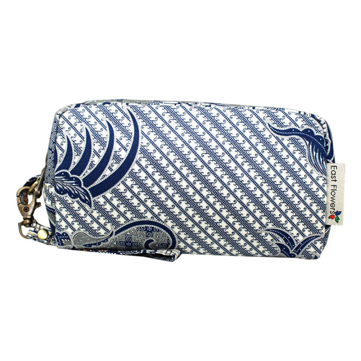 กระเป๋าคลัทช์ผ้าบาติก-boxy-purse-with-batik-pattern-canvas-c103-blue-ร้าน-east-flowers