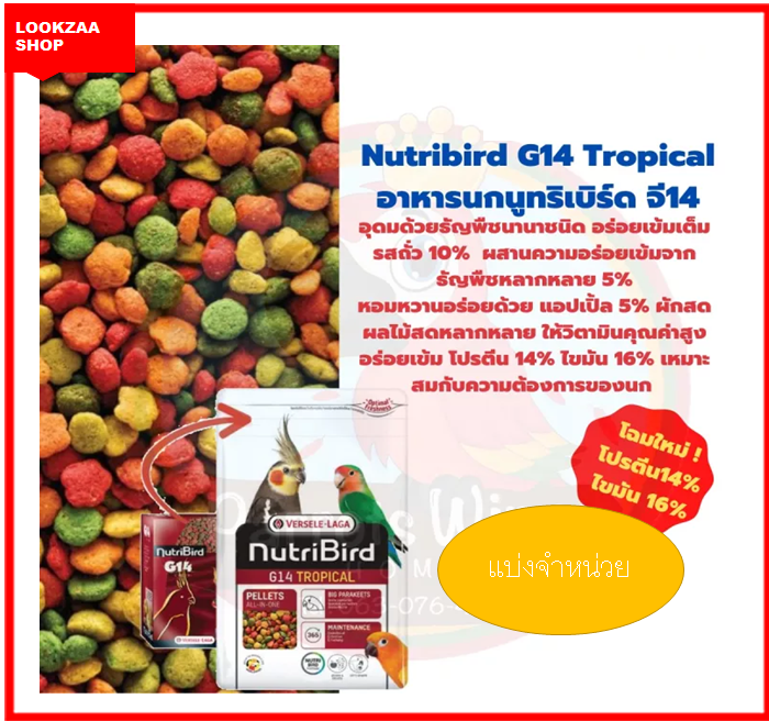 nutribird-g14-tropical-อาหารนกพารากีต-ขนาดใหญ่-สูตรทรอปิคอล-อุดมด้วยธัญพืชนานาชนิด-ให้วิตามินคุณค่าสูง-500กรัม