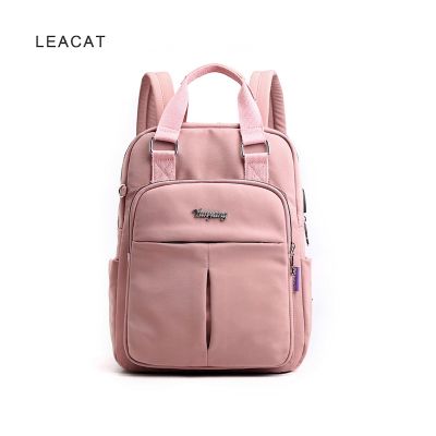 Leacat กระเป๋าเป้สะพายหลัง กระเป๋าใส่แล็ปท็อป สีชมพู ชาร์จ USB สําหรับผู้หญิง ผู้ชาย กระเป๋าเดินทาง กระเป๋านักเรียน สําหรับผู้ชาย วัยรุ่น