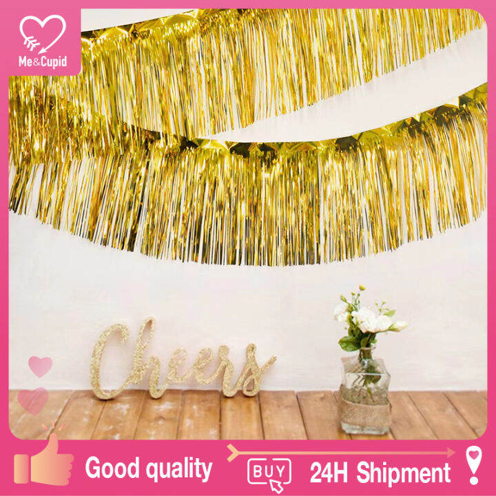 10 Feet Foil Fringe Garland Metallic Tinsel Streamers Banner Wall Hanging Curtain Backdrop