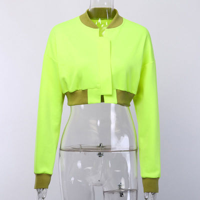 Jocoo Jolee Women Neon Jackets Long Sleeve O Neck Short Jackets Casual Autumn Coats 2019 Fashionable Europe Style Slim Outwear