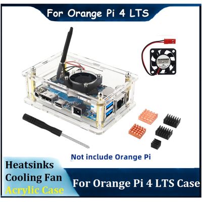 For Orange Pi 4 LTS Acrylic Case Transparent Clear Box with Fan Screwdriver for Orange Pi 4 LTS OPI 4LTS