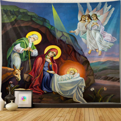 Welcome to Jesus Birth Nativity Scene Christmas Tapestry Christ Wall Decor Christian Believers Wise Men Wall Hanging Easter Homecoration
