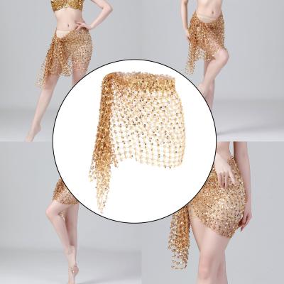 BolehDeals Belly Dance ผ้าพันคอสะโพกสำหรับผู้หญิงเอวผ้าพันคอ Hipscarf เทศกาลเสื้อผ้าทอง