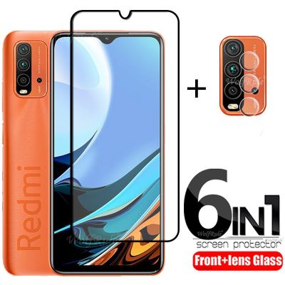 ✖✠☋ 6-in-1 For Xiaomi Redmi 9T Glass For Redmi 9T Screen protector Full Glue HD Tempered Glass For Xiaomi Redmi 9A 9C 9T Lens Glass