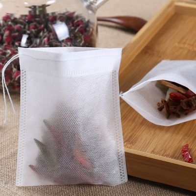 100pcs 5X7cm Disposable Drawstring Teabags Empty Tea Bags for Tea Bag Food Grade Non-woven Fabric Paper Coffee Filters Teaware Tapestries Hangings