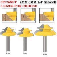 3pcs 6mm 8mm 6.35mm Shank 45 องศากาวร่วมไม้ Router Bit Set ทังสเตนคาร์ไบด์ ล็อค Miter Router Bits สําหรับไม้