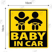 2 logo sticker 10cm x 10cm Baby In Car hình 2 em bé dán xe ô tô