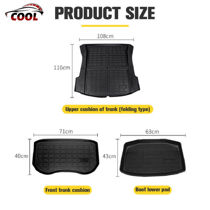 อัปเกรดใหม่ยางกันน้ำตัวป้องกันที่เก็บของท้ายรถเสื่ออุปกรณ์เสริมสำหรับ-tesla-รุ่น3-2017-2022