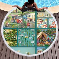 ☋ Dining car series luxury Round beach towel Sea Pool towel Pareo beach Large microfiber Sandless beach Bath towel