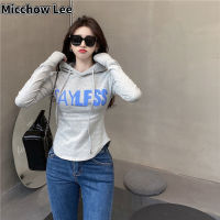 Micchow เสื้อมีฮู้ดเข้ารูปพอดี Lee สำหรับผู้หญิง,เสื้อลำลองแฟชั่นสำหรับผู้หญิงแขนยาวเสื้อกันหนาวมีฮู้ดสไตล์ Ins