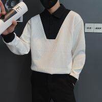 ✼ เสื้อโปโลกันหนาว ผ้าถัก แบบหนา สําหรับผู้ชาย
