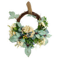 Spring Wreath Artificial Hydrangea Wreath for All Seasons Round Wreath for Front Door Wall Window Wedding Party Decor