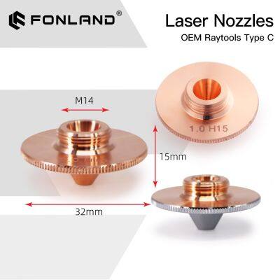 Fonland Raytools Type C Nozzles Diameter 32mm Height 15mm Single Double Layers Chrome Caliber 0.8-5.0mm for Laser Cutting Head