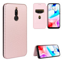 Xiaomi Redmi 8 Case, EABUY Carbon Fiber Magnetic Closure with Card Slot Flip Case Cover for Xiaomi Redmi 8