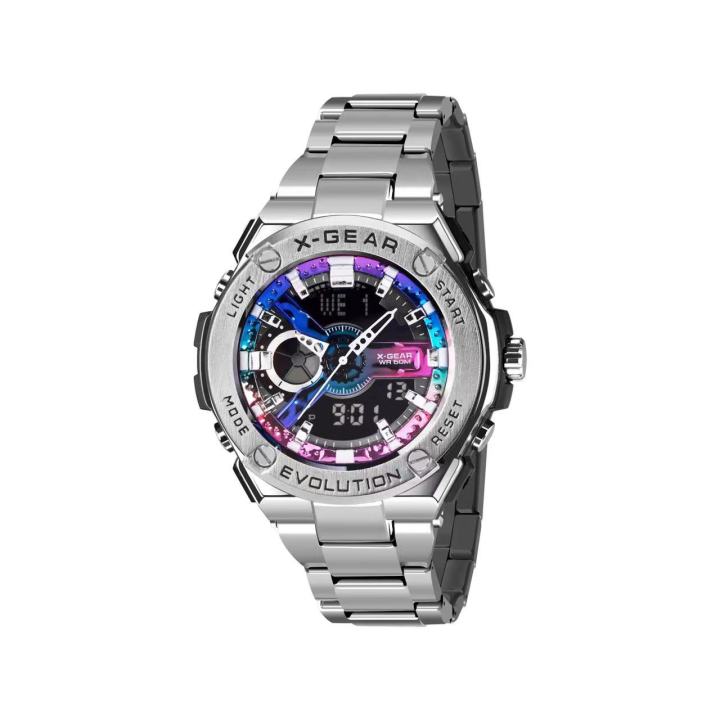 x-gear-3788c-สายเหล็ก-หน้า-y-นาฬิกาข้อมือสำหรับผู้ชาย-กันน้ำ-100