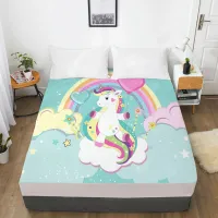 Unicorn Cartoon Fitted Sheets Mattress Cover With Elastic Band 3D Bed Sheet LinensFor Baby Kids Child Girls Boys 90x200 180x200