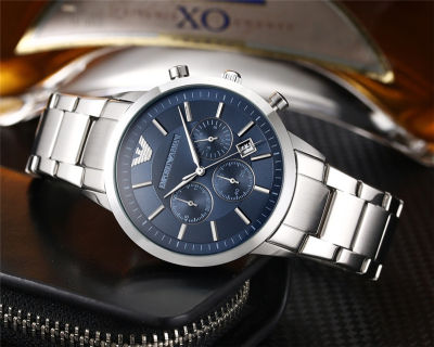 Armani นาฬิกาสแตนเลสชาย,นาฬิกาควอตซ์ลำลองแฟชั่นไฟนาฬิกาธุรกิจสำหรับผู้ชาย