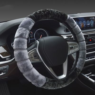 【YF】 Winter Super Soft Plush Car Steering Wheel Cover UniversalWarm Faux Fur Auto Handlebar on the Steering-Wheel 37/38cm