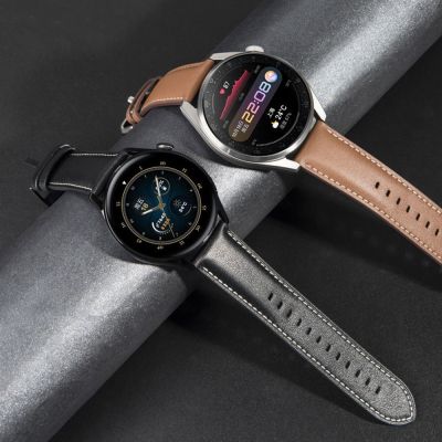 卐 22mm skórzana opaska na nadgarstek dla Huawei GT 3 /GT3 GT2 46mm pasek prawdziwej bransoletki do zegarka Huawei 3 wymienna opaska