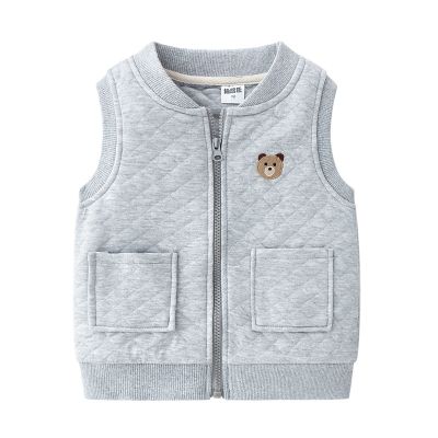 （Good baby store） Autumn Boy Girl Waistcoat 2 8Y Children  39;s Vest Cardigan Cotton Pocket Sleeveless Vests Clothes Winter School Clothing Navy Blue