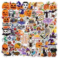 Waterproof Halloween Stickers 100 Pieces Horror Pumpkin Themed Decoration Sticker Bright Colors Decoration Accessory for Computer Luggage Water Bottle Snowboard admired