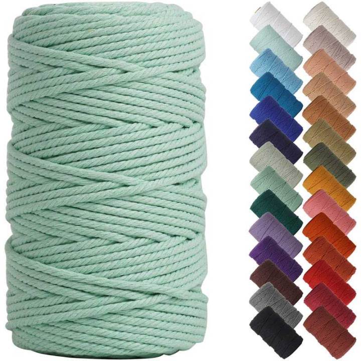 4Mm X 50M Macrame Cord Solid Colorful Twine Macrame Cotton Rope