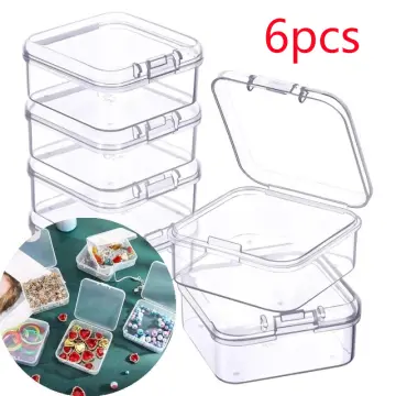 6Pcs Plastic Storage Boxes with Lid Small Bead Organizer Box for