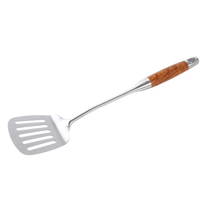 worth-buy-อุปกรณ์ที่ใช้ในครัวสำหรับปรุงอาหารไม้พายชิงชันช้อนกรองตะหลิวสำหรับทอดไม้พายหนา304ช้อนสแตนเลส-spatula