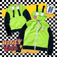 Anime Invader ZIM Cosplay Costume Coat Alien ZIM Gir Doom Hoodies Jacket Hooded Zip Up Pullovers Sweatshirts With Ears Halloween