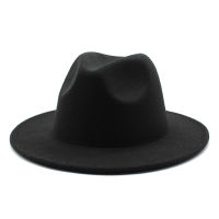 Fedora hats women men large brim big simple classic jazz caps solid color formal dress church felted fedora men women hats