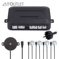 AUTOUTLET Universal Auto Park Assist เซ็นเซอร์ที่จอดรถ PDC เครื่องตรวจจับการย้อนกลับ4 Sensorsin Audio Buzzer