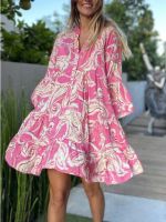 【HOT】♦☒✕ Beach for 2023 Sleeve V Neck Floral Print Dresses A Birthday