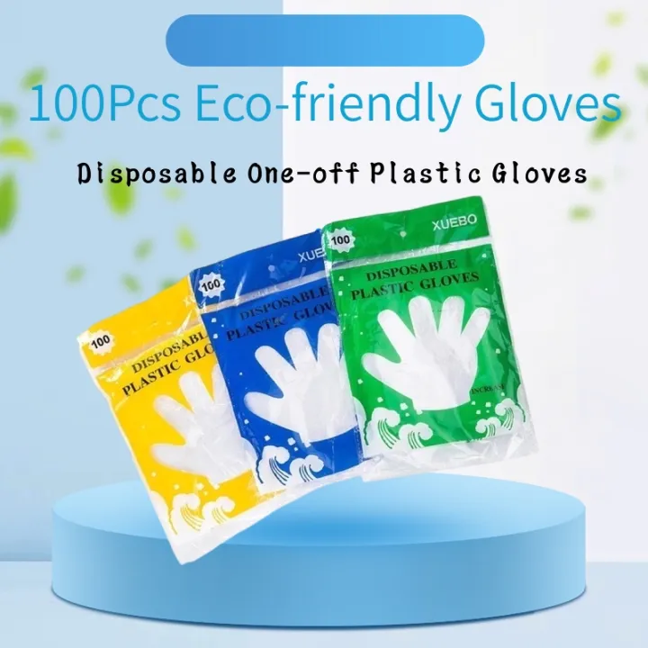 100Pcs Ecofriendly Gloves Disposable Oneoff Plastic Gloves Lazada PH