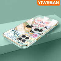 YIWESAN เคสโทรศัพท์ปลอกสำหรับ Samsung กาแล็คซี่,เคส F62 M62การ์ตูนกระต่ายหมีแพนด้าดีไซน์ใหม่ด้านข้างเคสซิลิโคนฝาปิดเลนส์เต็มรูปแบบปกป้องกล่องกันกระแทกกล้องถ่ายรูป