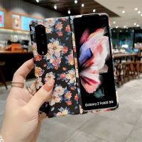 เคสโทรศัพท์พับได้สำหรับ Samsung Galaxy Samsung Galaxy Z Fold 3 Z 4หรูหรา INS ฝ้าลายนูนรูปดอกไม้เคสโทรศัพท์เรืองแสงกลางคืน