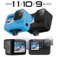 Silicone Case for GoPro Hero 11 10 9 Black Tempered Glass Screen Protector Film Cap Cover for Go Pro 9 Accessory