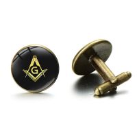 Masonic Illuminati Pyramid Eye Cufflinks For Men Retro Square Compasses Freemasons Glass Cabochon Badge Shirt Cuff Links Cuff Link