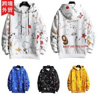 [COD] European size cross-border autumn and winter mens womens hooded sweater fashion graffiti printing loose pullover large foreign trade