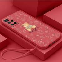 เคส Redmi 10 4G Redmi 10เคสนิ่มใส่โทรศัพท์ซิลิโคนเหลวที่ดีที่สุดเคสเคสกันกระแทกมือถือเรียบลายการ์ตูนหมีน่ารักพร้อมสายคล้อง