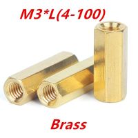 【✲High Quality✲】 baopudou63422nw M3 * L4-100brass ซ็อกเก็ตหกเหลี่ยมหกเหลี่ยมซ็อกเก็ต Spacer Standoff ตัวผู้กับสกรูตัวเมียระยะห่างของบอร์ดสลักเกลียว207